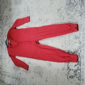 L.L.BEAN Adult Onesie Jumper with button bottom, Red, Size Small